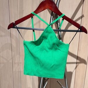 H&M Bright Green Ribbed Crop Top XS
